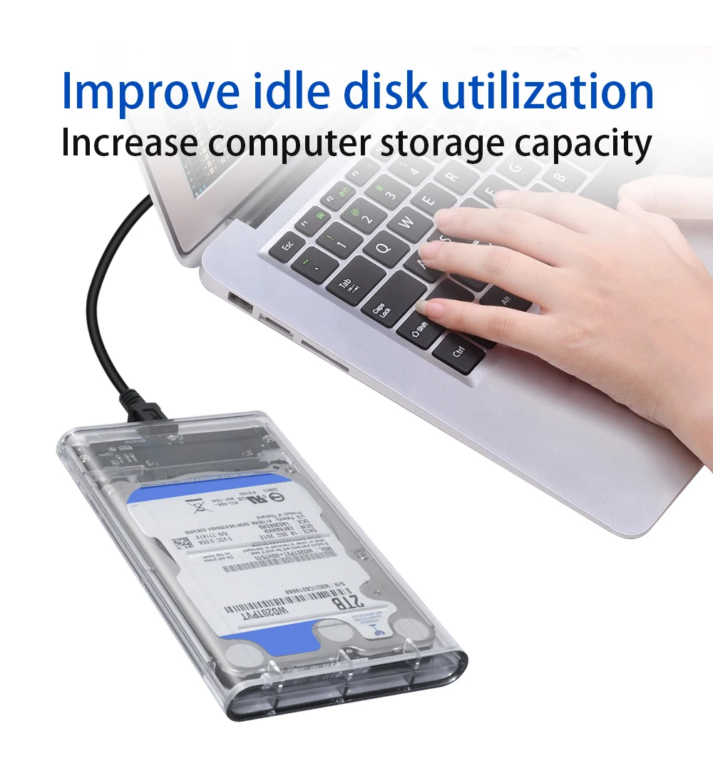 DeepFox универсальный пластиковый 2nd HDD SSD caddy 9,5 мм SATA 3,0-USB 2,0 HDD чехол для 2," жесткого диска корпус