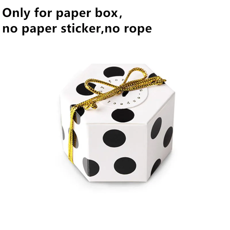 black dot box 10 шт. в полоску/горошек золотой черный бронзированный цвет Шестигранная коробка для шоколада коробка для конфет для выпечки посылка для украшения свадебной вечеринки - Цвет: black dot box