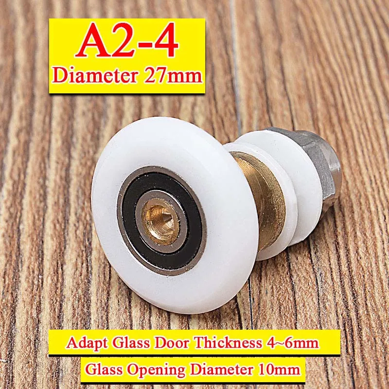 A2-4 Diameter 27mm Абсолютно новые 4 шт ролики для душевой двери/полозья/колеса/шкивы запасные части 4 стиля на выбор - Цвет: A2-4 Diameter 27mm
