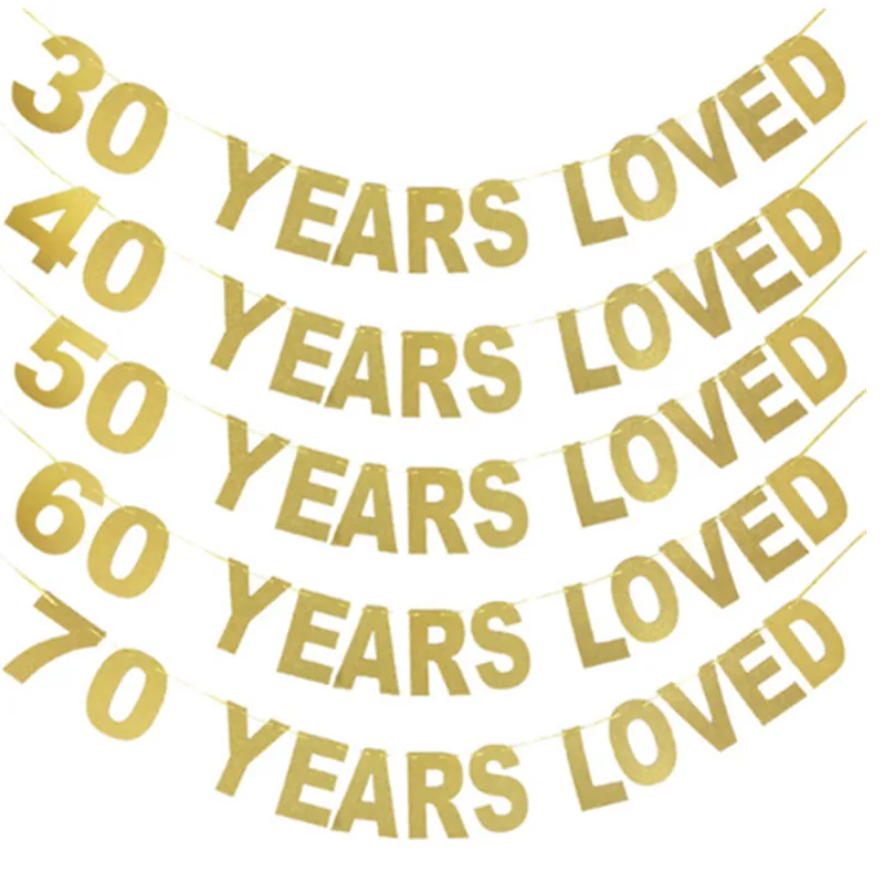 Счастливый День рождения 30/40/50/60/70/80/90 лет любимым со сверкающими золотистыми баннер на день рождения Свадебная вечеринка деко Anniversaire расходные материалы