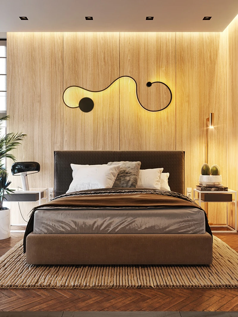 Modern Black White Line LED Wall Lamp Bedroom Light Wall Lights for Home Background Wall Living Room Light Wandlamp LED Lustres