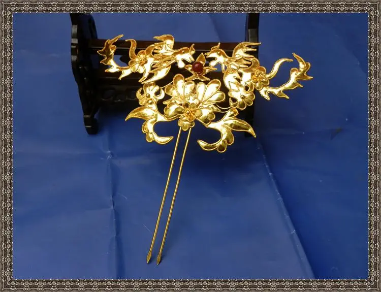 Традиционная Античная палочка для волос с золотым покрытием ручная работа Miao