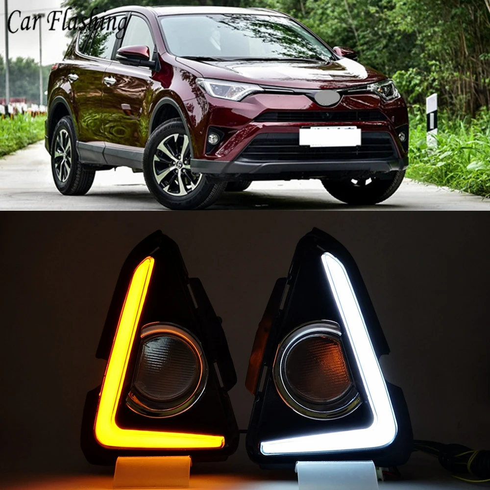2 шт. для Toyota RAV4 2016 2017 2018 Автомобильные светодиодные дневные ходовые огни DRL с
