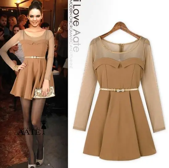 new fashion 2014 summer spring party bodycon dress Europe and the United Mesh knit stitching 2212 | Женская одежда