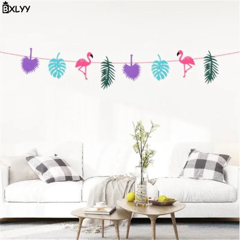 BXLYY Hot Flamingo Party Decoration Happy Birthday Banner Pull Flag Wreath Hawaiian Supplies New Year Home Decoration.7z | Дом и сад