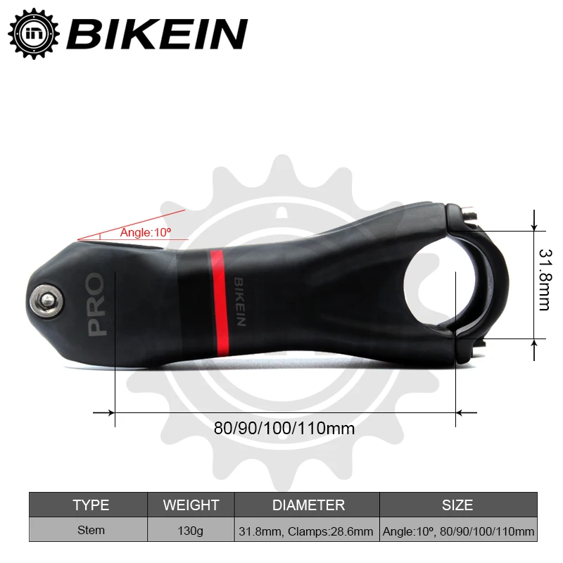BIKEIN PRO Serie Full UD углеродистая матовая стебель для горного велосипеда 80/90/100/110 мм