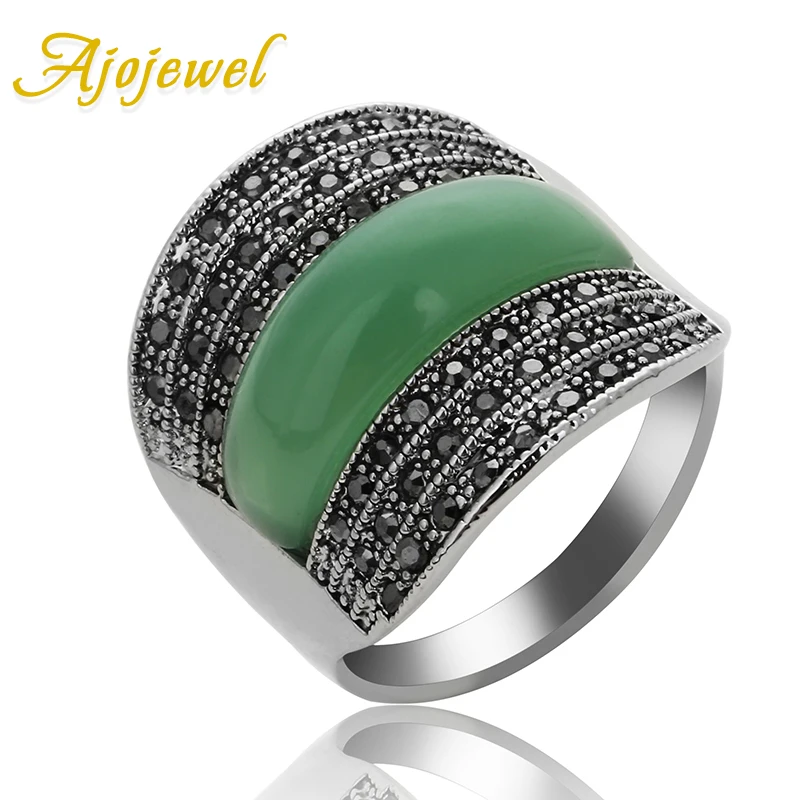 Ajojewel оригинальные ювелирные изделия зеленый/черный/красный камень геометрические винтажные кольца для женщин с черными Стразы Bijoux