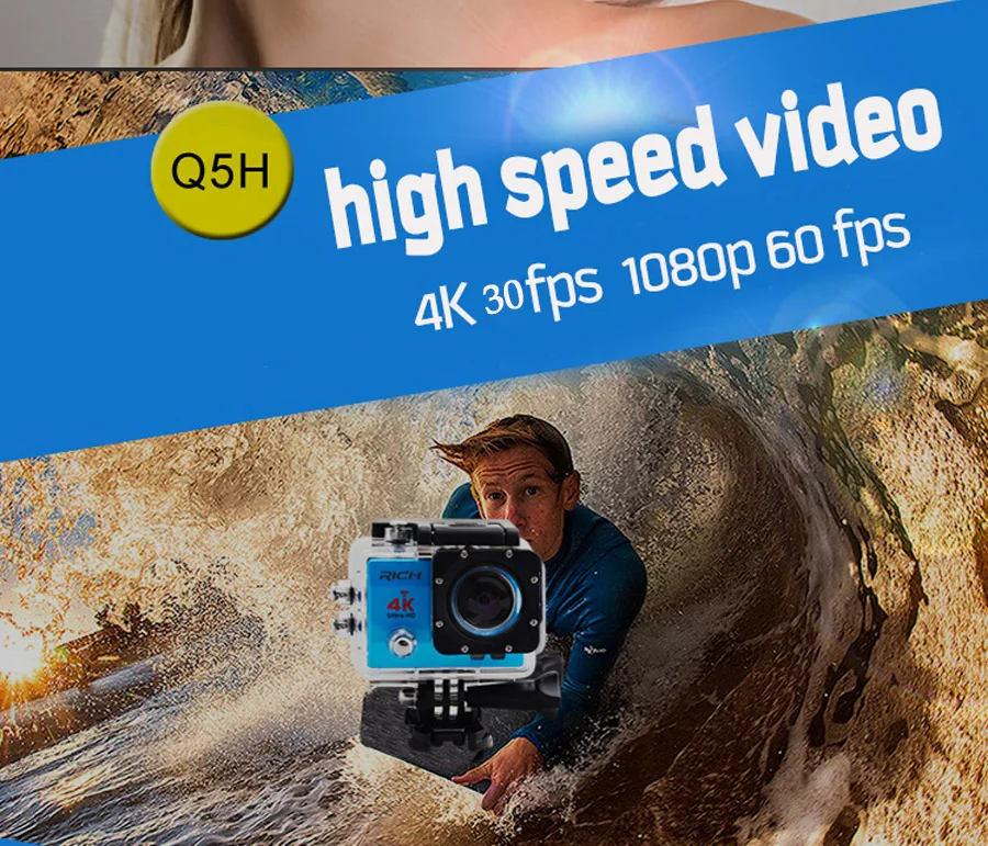 Богатая экшн-камера 4K Ultra HD 1080p wifi Спортивная камера s Q5 14MP 30fps/60fps Подводная Водонепроницаемая камера s шлем Экстремальная камера