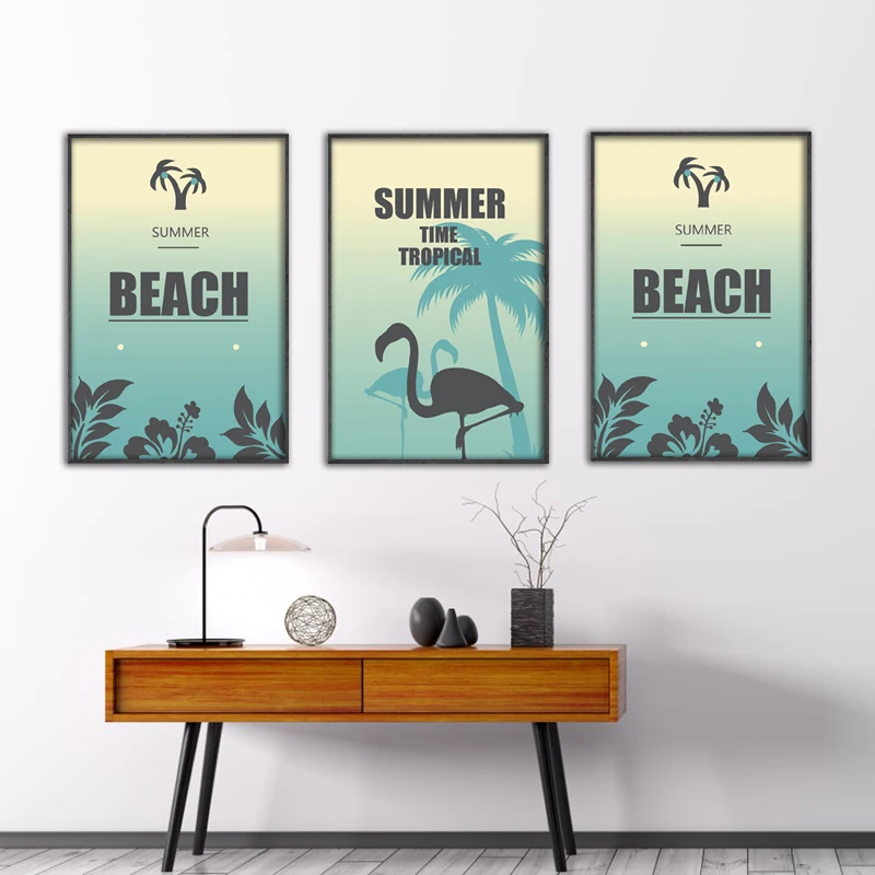 IOIOI Beach Flamingo настенный художественный постер настенные фотографии простые
