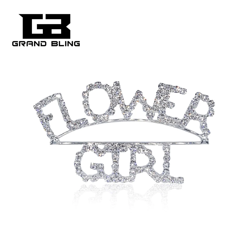 

Rhinestone Word & Letter Pin "FLOWER GIRL" Brooch Jewelry Gift