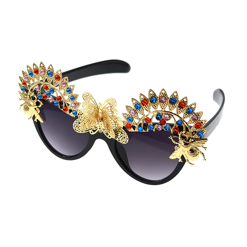 Солнцезащитные очки кошачий глаз в стиле ретро|rhinestone sunglasses|white sunglassesbrand sunglasses |