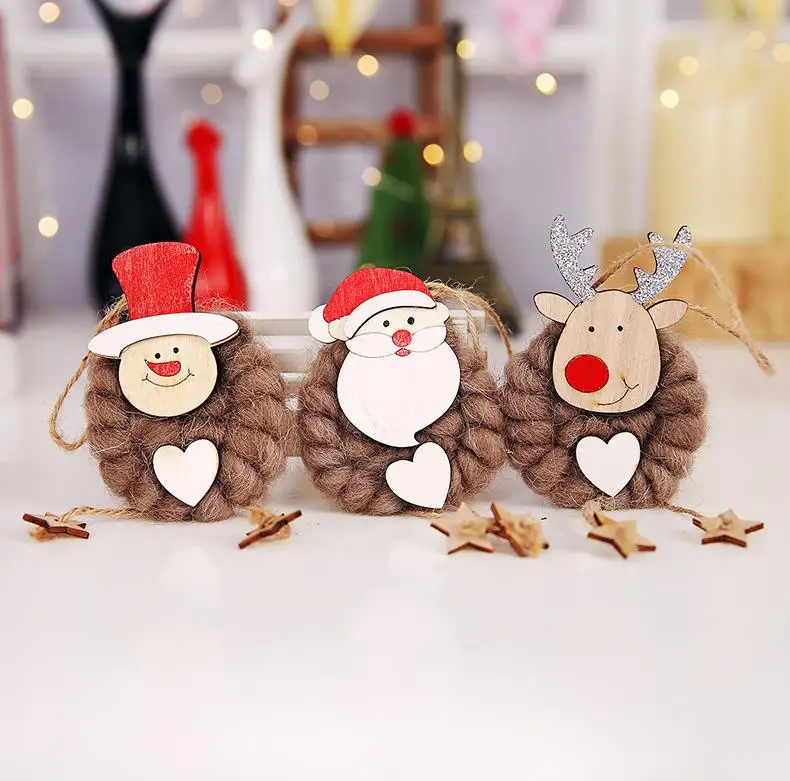 3 шт./компл. прекрасный Xmas висит Подвески Сердце Дед Мороз Снеговик олень кукла украшение елки рождественские украшения для дома - Цвет: C