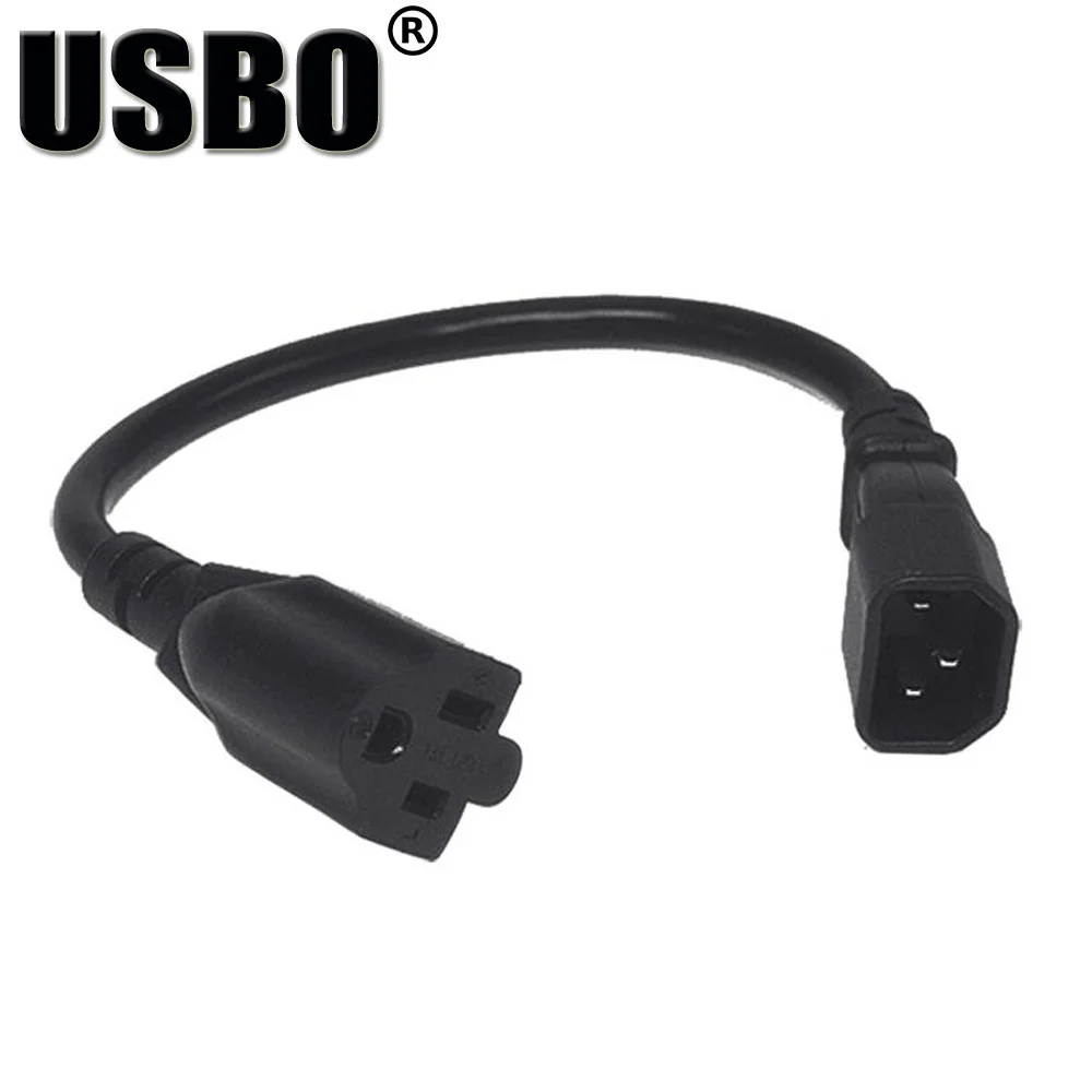 Черный 0 3 м пвх медь CE сертификация IEC320 C14 к США Женский удлинитель US 5 15R шасси шкаф