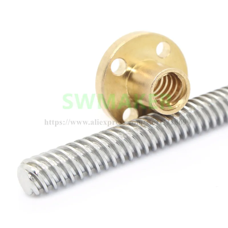

3D Printer THSL-350-8D Lead Screw Dia 8MM Thread 8mm Length 300/350mm/400mm trapezoidal spindle screw with copper nut Lead Screw