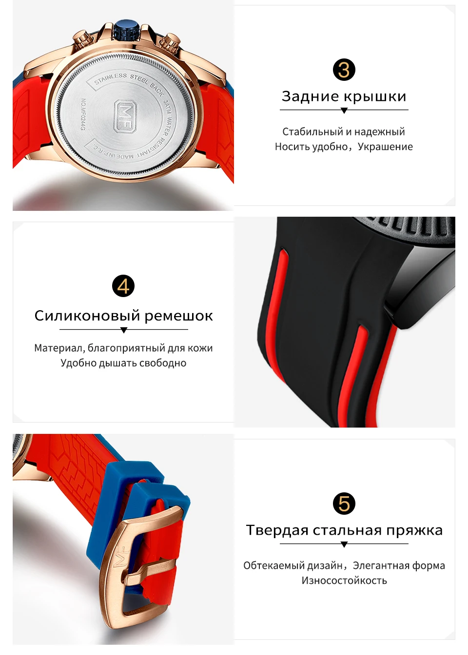 Мини фокус Модные кварцевые часы для мужчин резиновый ремешок Синий 3 циферблата 6 рук календарь многофункциональные спортивные водонепроницаемые наручные часы