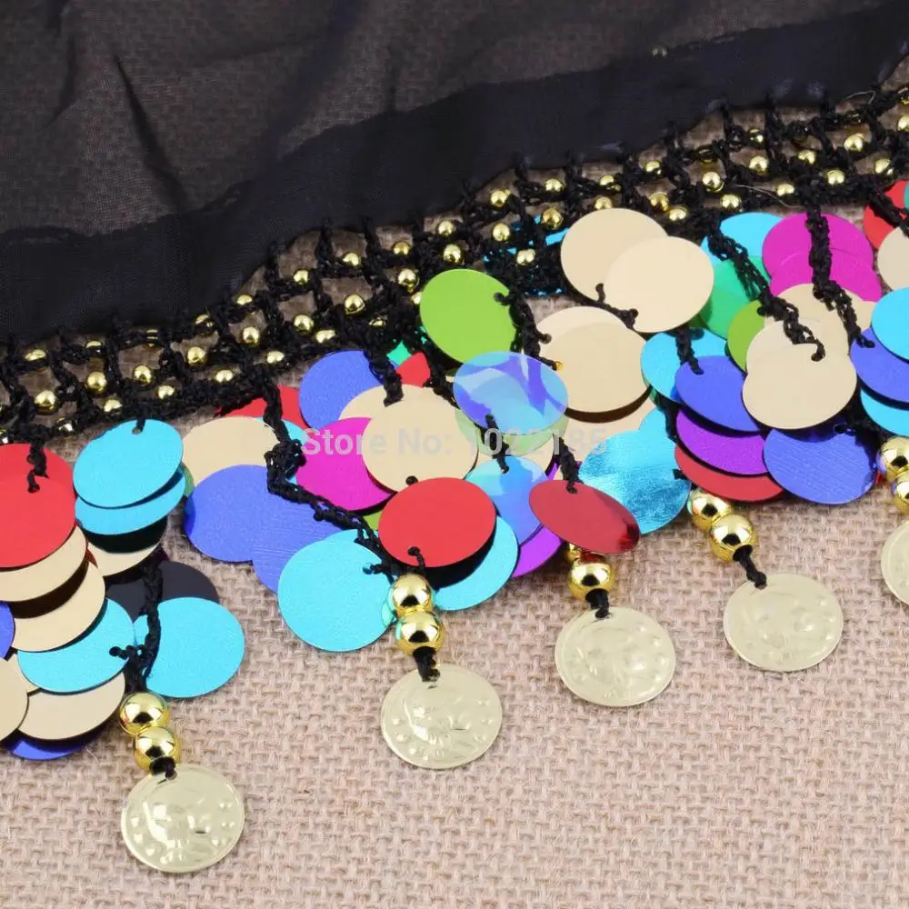 Новые популярные Танцы монета цепи блесток танец живота бедра юбка шарф