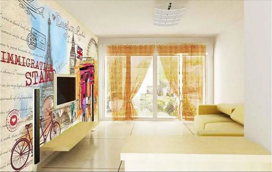 3d обои на заказ фотообои Париж Великобритания Современное граффити живопись