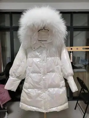 Модная парка, зимний пуховик с капюшоном и меховым воротником, глянцевая плотная теплая куртка, верхняя одежда с длинным рукавом на хлопковой подкладке, повседневное пальто 892