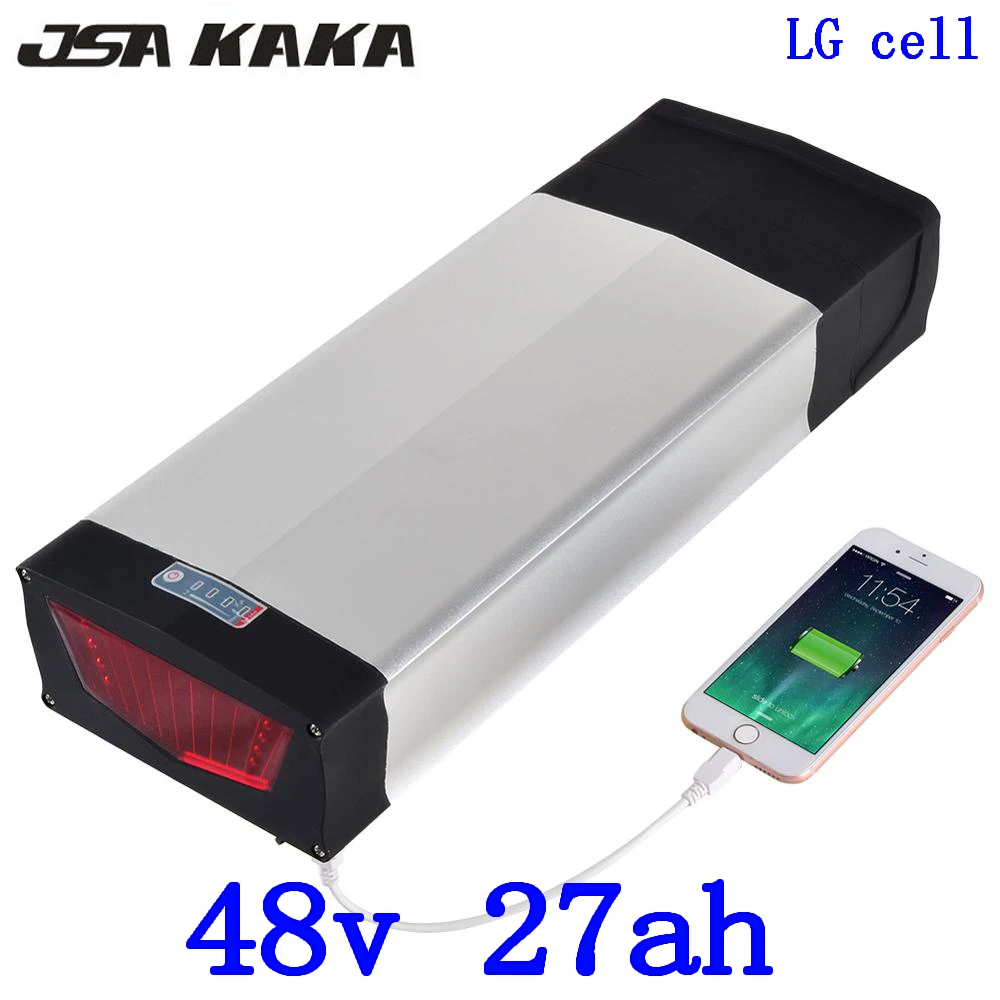 

48V 30AH Lithium Electric Bicycle 1000W 1500W 48V 30Ah 27Ah 20Ah E-Bike Rear Rack Battery use LG cell+Double Layer Luggage Rack