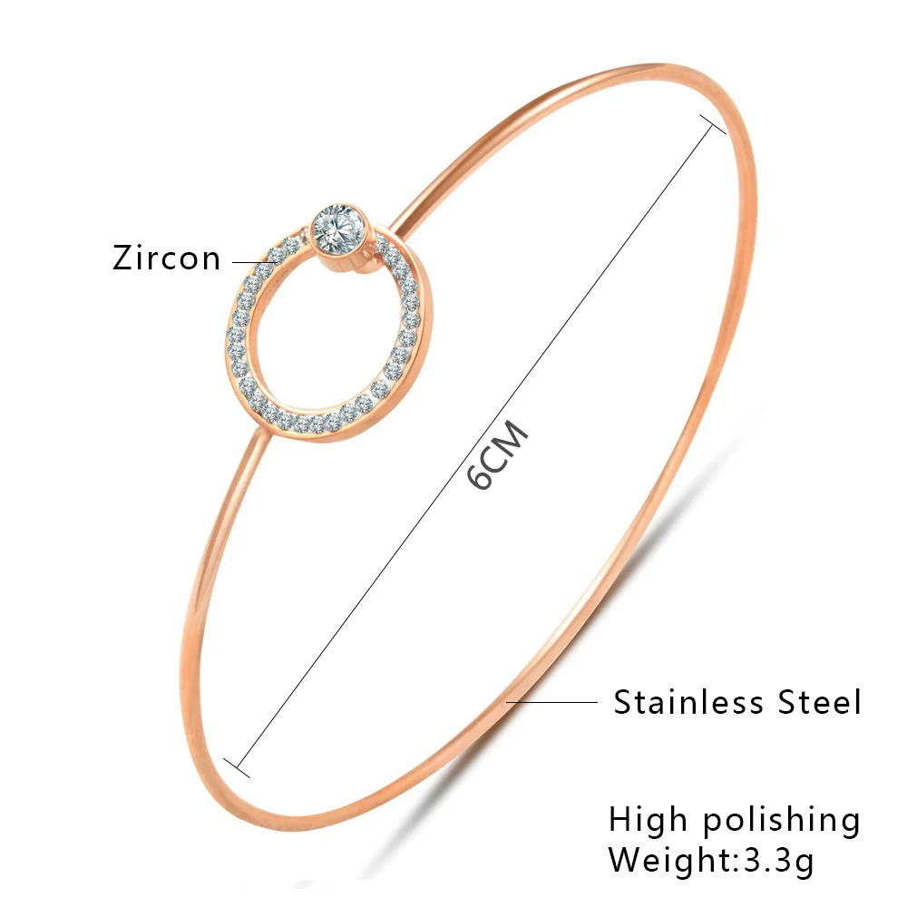 SHE WEIER chain bracelets &amp bangles stainless steel bracelet women femme charms gifts for girls braslet bizuteria zircon round |