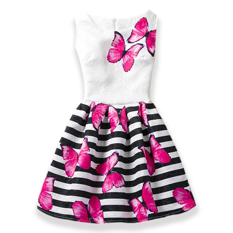 Hot sales Summer Girls Dress Butterfly Floral Print Princess Teenagers For Party Kids children dress Vestido 6-12Y | Детская одежда и