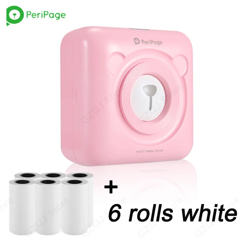 PK 6 Rolls White Этикетка Mini Pocket Photo Printer Мобильный телефон Портативный ручной принтер Маленький принтер Mini Picture Printer для телефона Android IOS - Цвет: PK 6 Rolls White