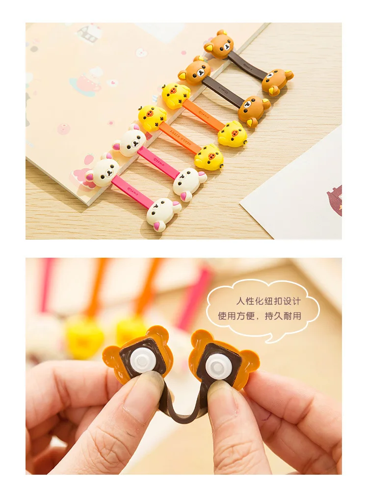 1 Pcs Cartoon Double-Headed Animal Cable Winder Easily Bear Chick Headphone Office Desk Cable Manager(Not one Pair