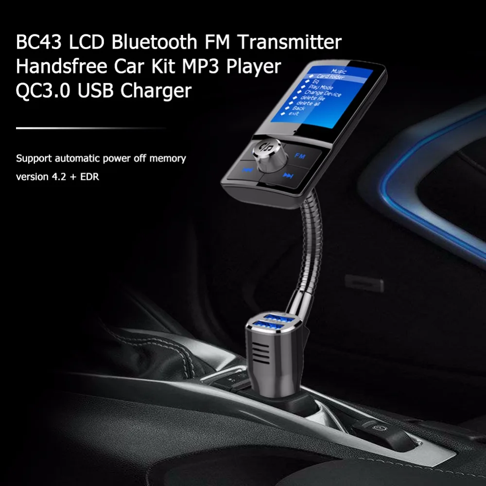 JINSERTA Автомобильный mp3 плеер Bluetooth fm-передатчик QC3.0 автомобильное зарядное устройство Беспроводная гарнитура поддержка USB флэш TF карта воспроизведения музыки