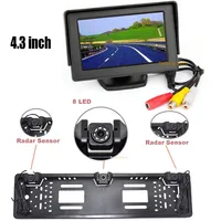 3 in1 4.3" Car Mirror Monitor + EU / Russia license plate Rear View Backup Camera Sensor All-in-one Parking Assistance system