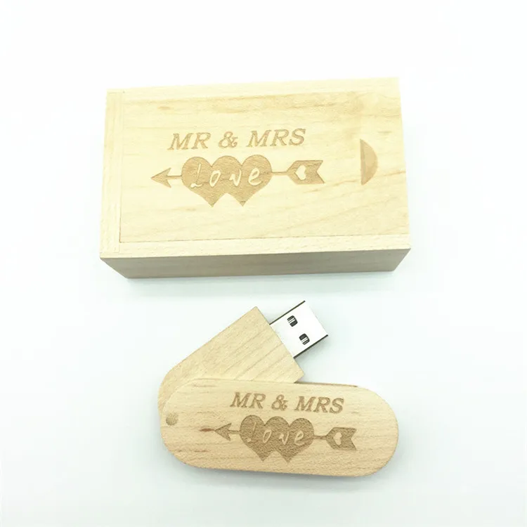 

One Pcs Free Logo wooden usb + box usb flash drive pendrive 4gb 8gb 16gb 32gb 64gb memory stick photography gifts free logo