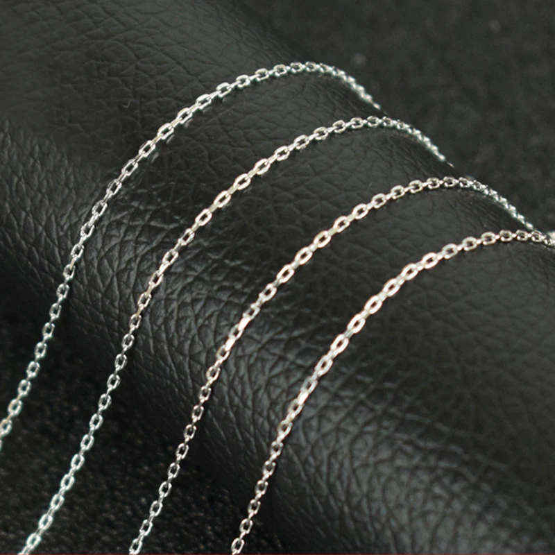 Настоящее Стерлинговое Серебро 925 пробы тонкое овальное ожерелье с цепочкой Rolo 1