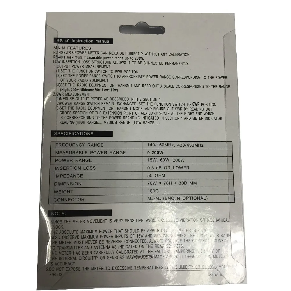 100% новый 144/430 МГц 0-200 Вт MJ-MJ разъем NISSEI RS-40 SWR &amp измеритель мощности для