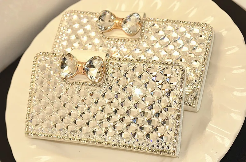 10 Шт./лот Новый Роскошный Bling Диаманта Rhinestone Бумажник Кожаный Телефон Случае