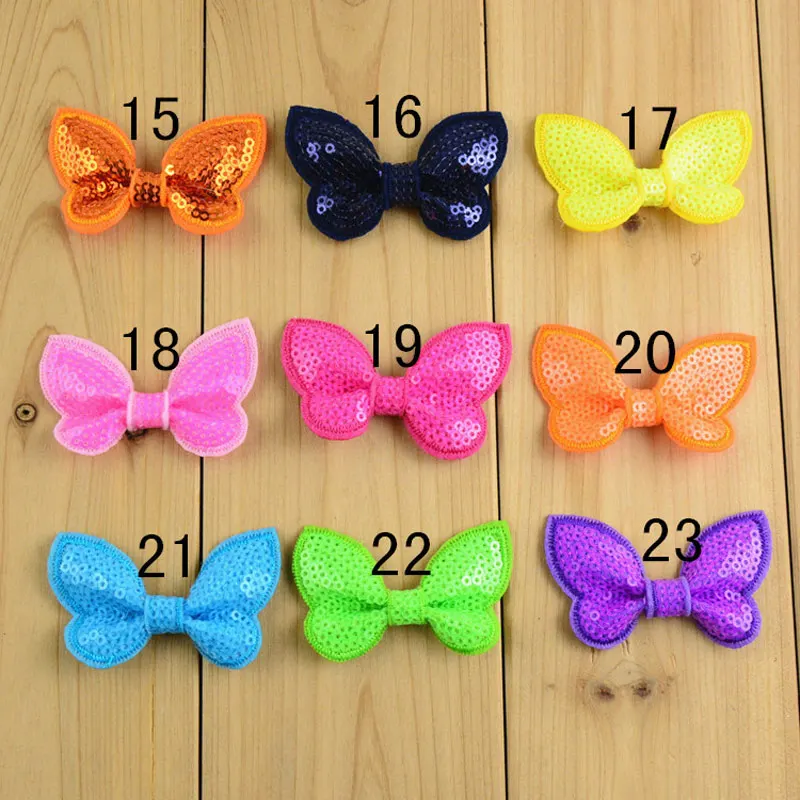 20 шт 2 дюймовые вышитые бантики для волос с блестками без зажимов Аксессуары
