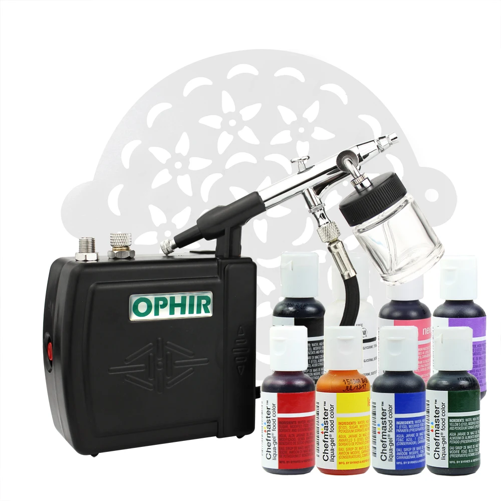 

OPHIR PRO распылитель для торта инструменты для украшения в том числе 15x трафареты для торта 7x пищевые пигменты Инструменты для выпечки Cakes_OP-CA001