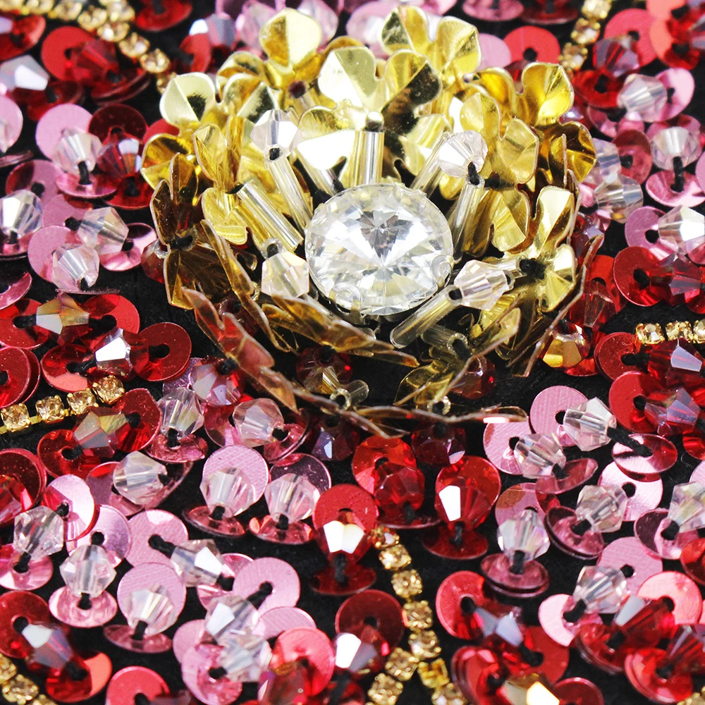 10 шт. сделай сам вышивка бисером красные блестки цветочные лепестки патчи стразы