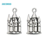 10pcs antique silver tone castle house charms pendants for jewelry making diy handmade craft 22x12mm