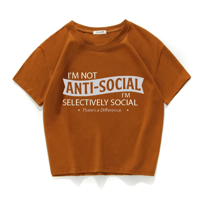 Женские топы I am not anti-social футболка из 100% хлопка Повседневная Женский