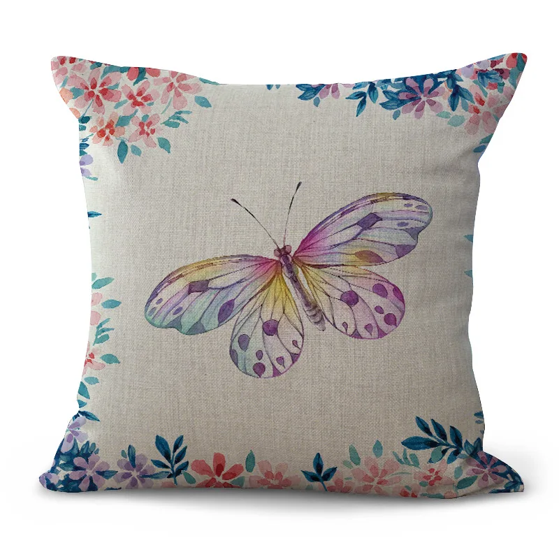 Декоративная Подушка Чехол бабочка Цвет живопись 17 5 дюймов хлопок из льна для
