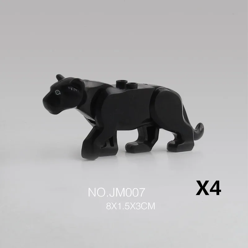 BlackLeopard-4pcs Животные строительные блоки Акула Леопард корова крокодилы кирпичи развивающие игрушки для детей подарок животные город аксессуары C095 - Цвет: BlackLeopard-4pcs