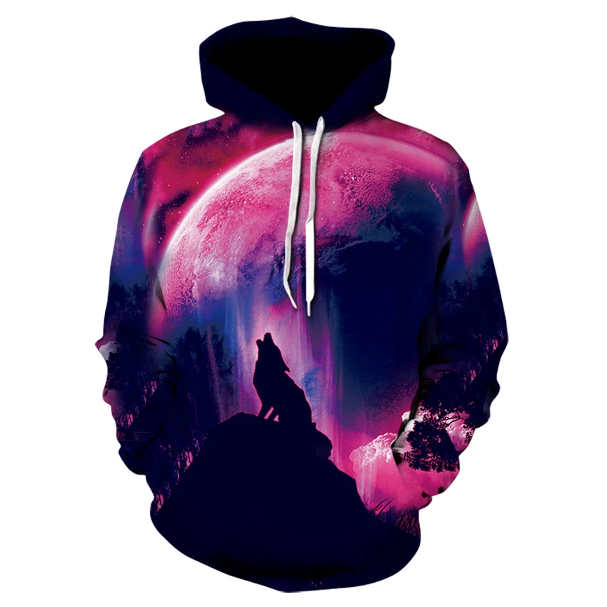 Brand Clothing Men's Hooded 3D Wolf Hoodies Men Sweatshirts High Quality Pullover Novelty Male Slim Tops Coat | Мужская одежда