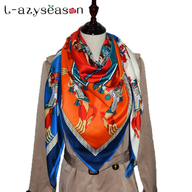 2018 модный квадратный шарф Женский винтажный хиджаб платки роскошные брендовые