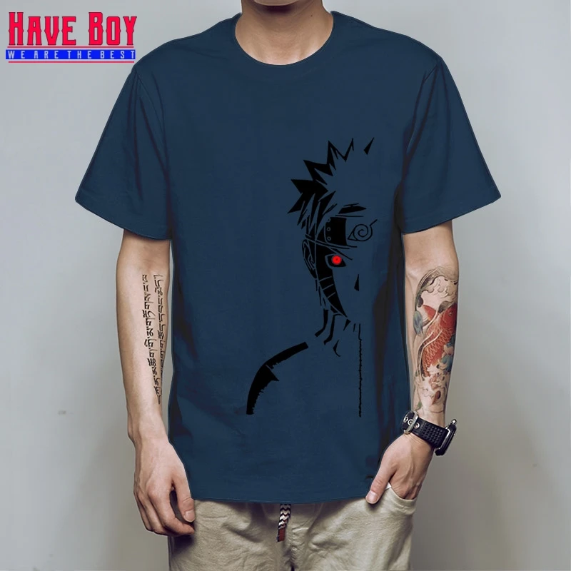 HAVE BOY Мужская модная футболка брендовые летние футболки Наруто Shippuden Red Sun аниме полосатая мужская футболка хлопок топ тройники HB196