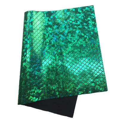 green А4 листы из искусственной кожи 20*30 см Лазерная Синтетическая кожа ткань рыбья чешуя искусственная кожа ткань для шитья сумок лук одежды - Цвет: green