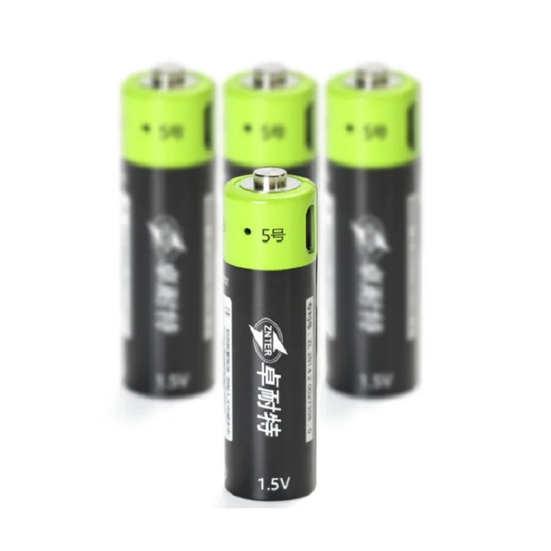 ZNTER 4 шт./компл. AA перезаряжаемая батарея 1 5 V 2A 1250mAh USB зарядка литиевая с кабелем Micro