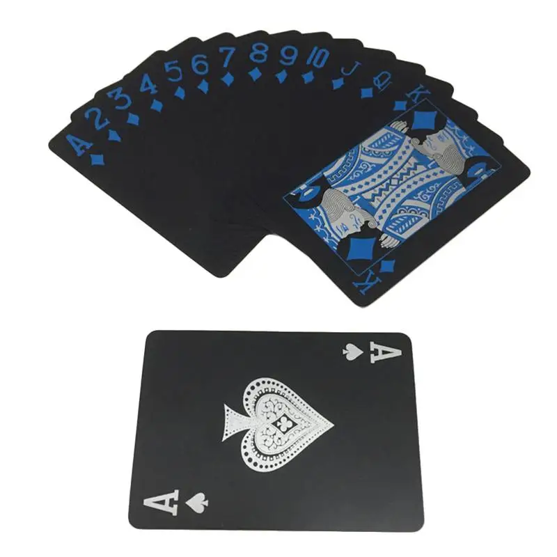 

Creative Black Plastic Playing Cards Poker Game Deck Black Foil Poker Set Plastic Magic Card Waterproof Cards Magic
