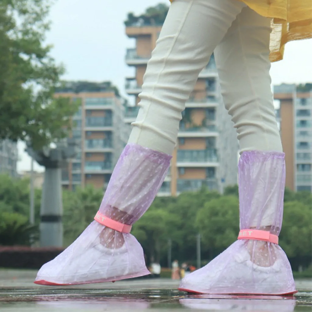 1Pair Unisex Durable PVC Rain Shoe Covers High-Top Anti-Slip Rain Shoes Cases Adult Flattie Spot Waterproof Protector Boot Cover