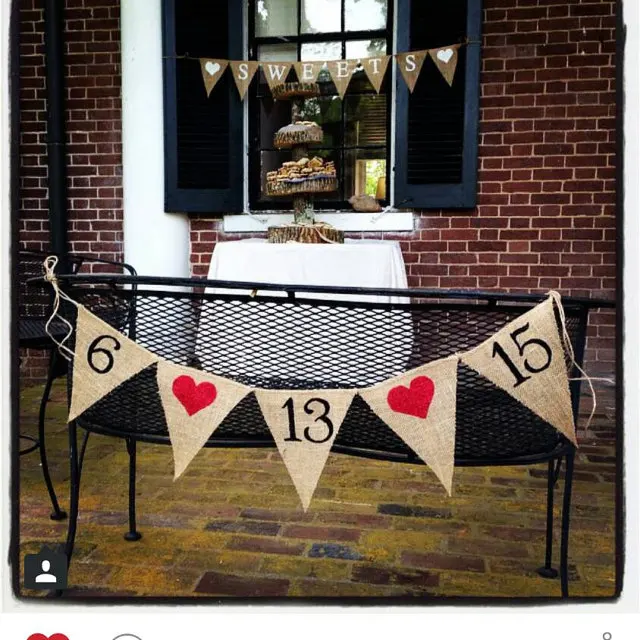 2016 Бесплатная доставка сохранение даты обруч из мешковины свадебные знаки для