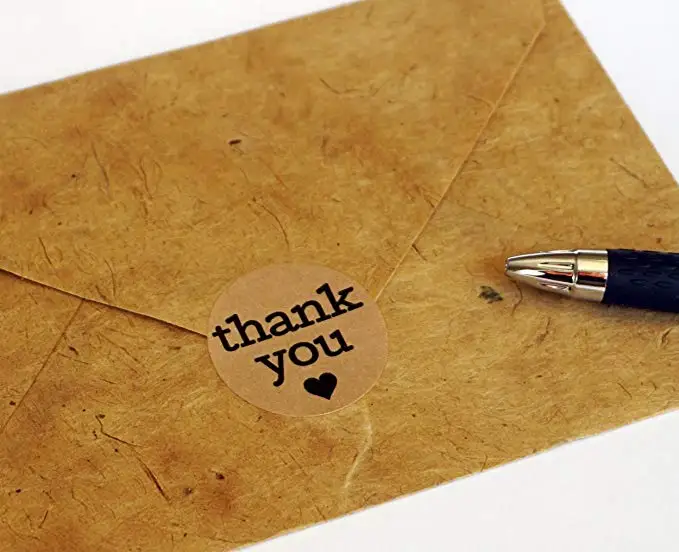 Коричневые круглые декоративные наклейки thank you для свадебной вечеринки 500