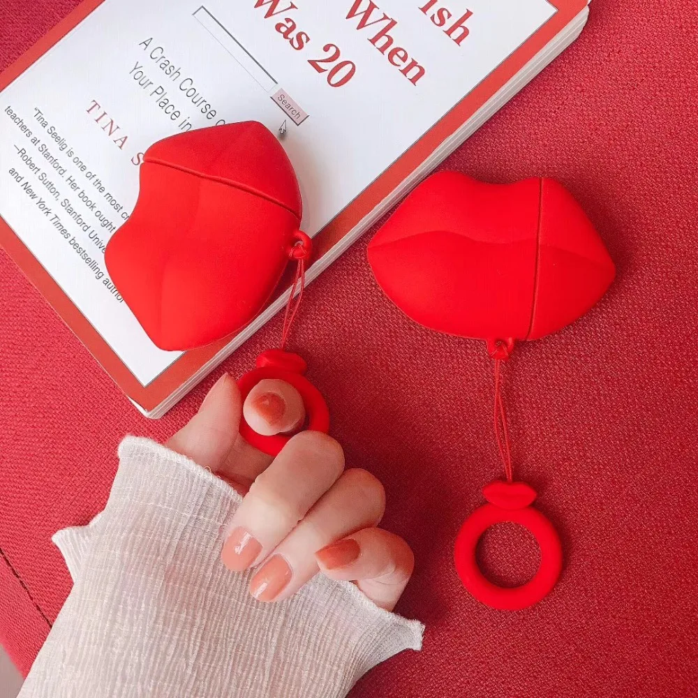 Новый оригинальный беспроводной bluetooth-чехол для наушников с красными губами Apple